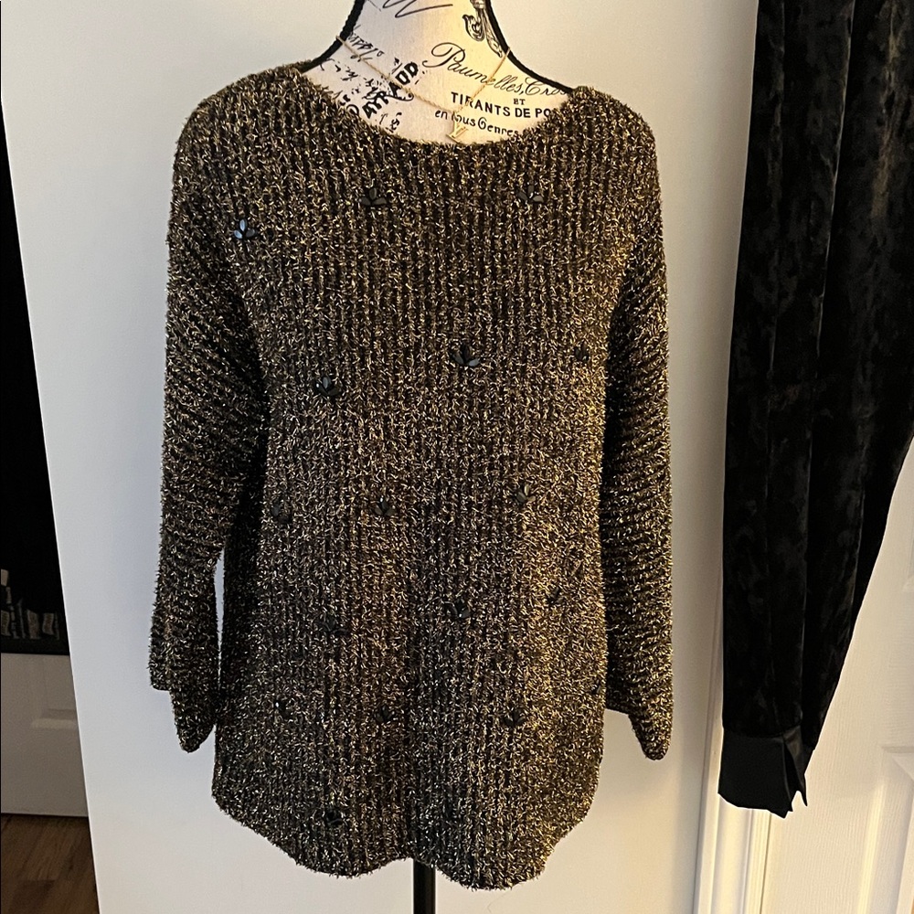 💗Ruby Rd. Black and Brown Knit Sweater